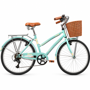 Bicicleta Olmo Amelie Rapide Rodado 26 Verde con Canasto y Portaequipaje