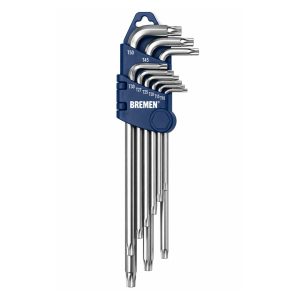 Juego de Llaves Torx Bremen 4159 Tipo L Largas con Punta de Seguridad – 9 Piezas